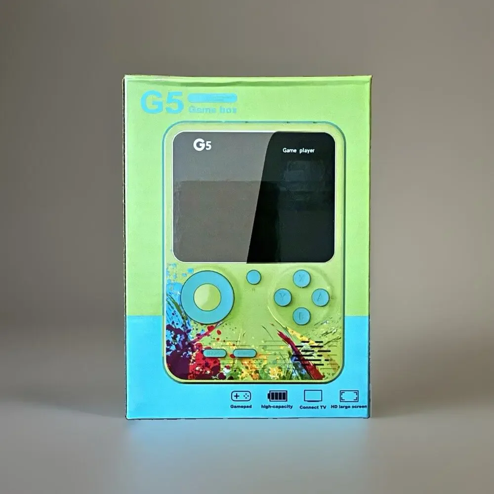 G5 Game Box Handheld System Backlit Screen TV Out Green/Blue w/ AV USB Cables